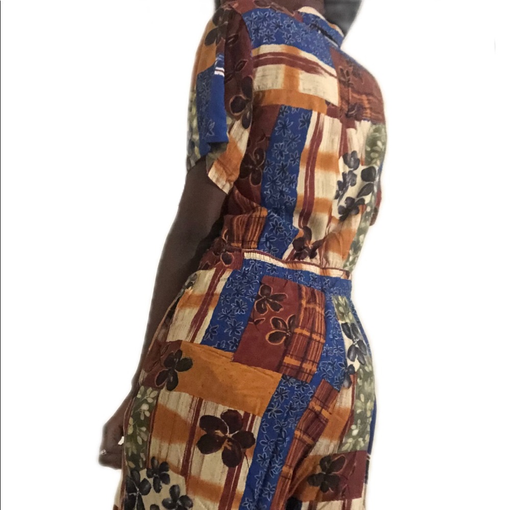 Multicolored Patterned button up romper